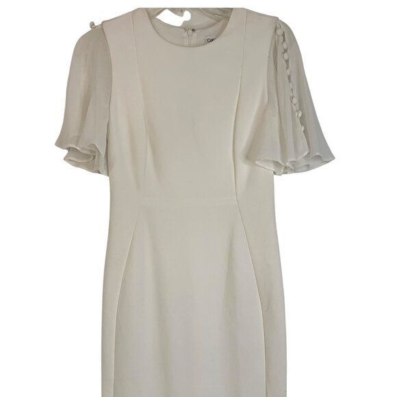 Calvin Klein White Sheath Dress Size 2 EUC - Picture 4 of 10